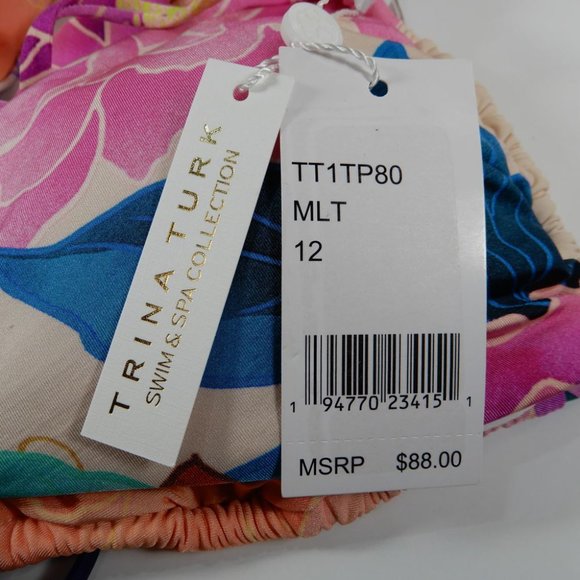TRINA TURK Opulent Oasis Triangle BIKINI TOP Size 12 Floral Tropical NEW $88 - Picture 8 of 9